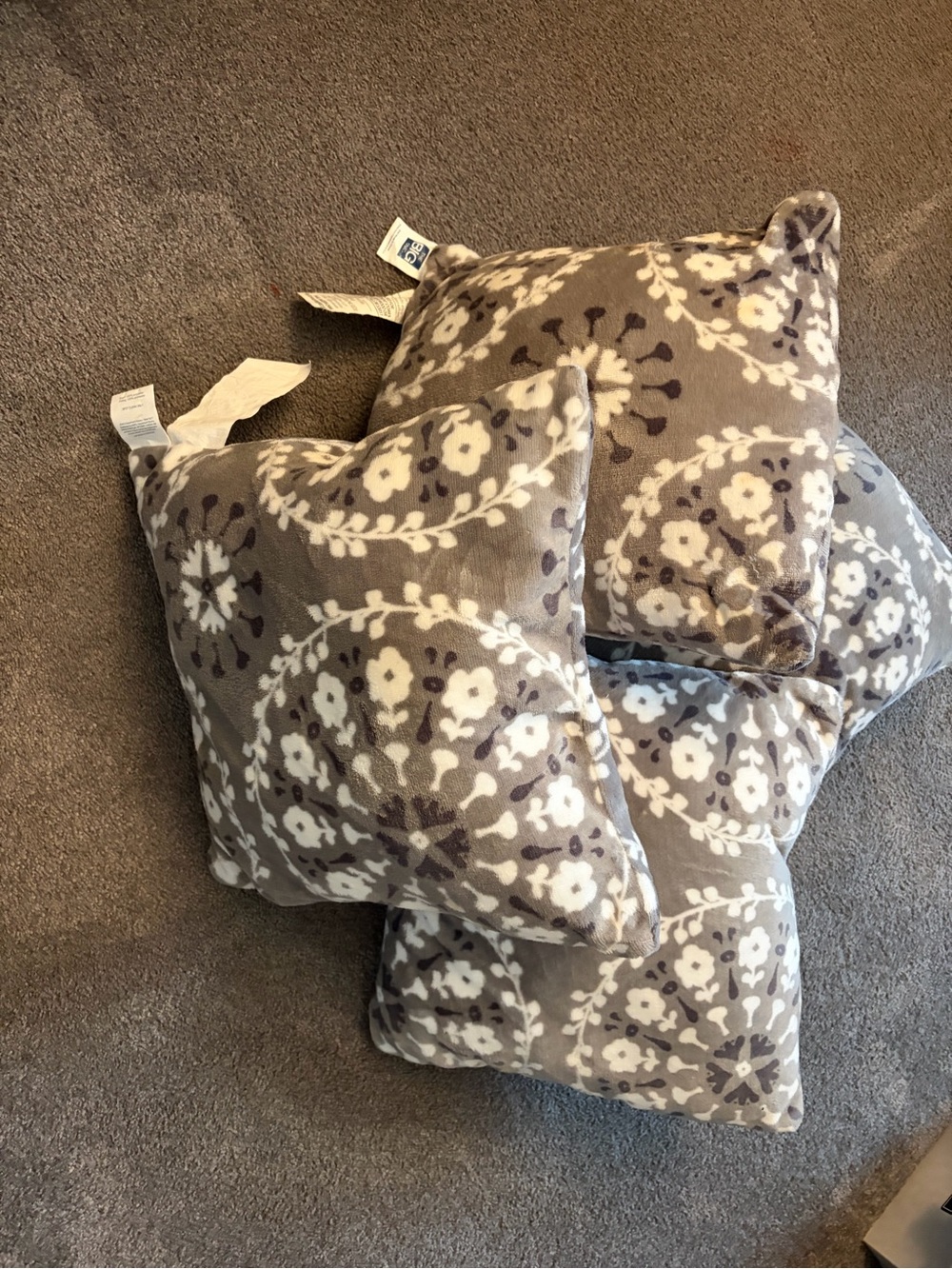 The Big One Gray and White Floral Accent Pillows - Set of 4